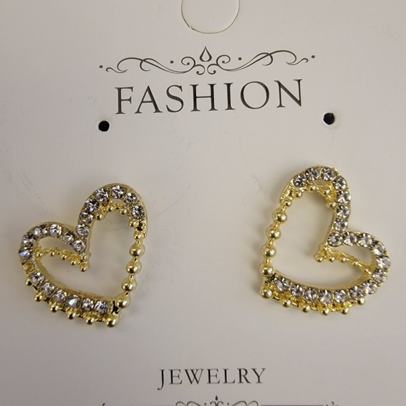 Gold Rhinestone Post Earrings - Picture 5 of 5